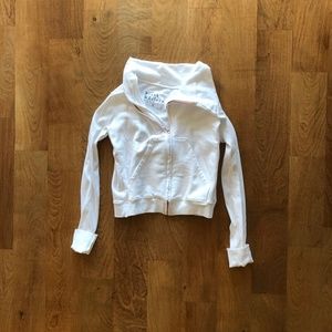 Frank & Eileen Tee Lab Moto Zip Up Sweatshirt, White, Size XS